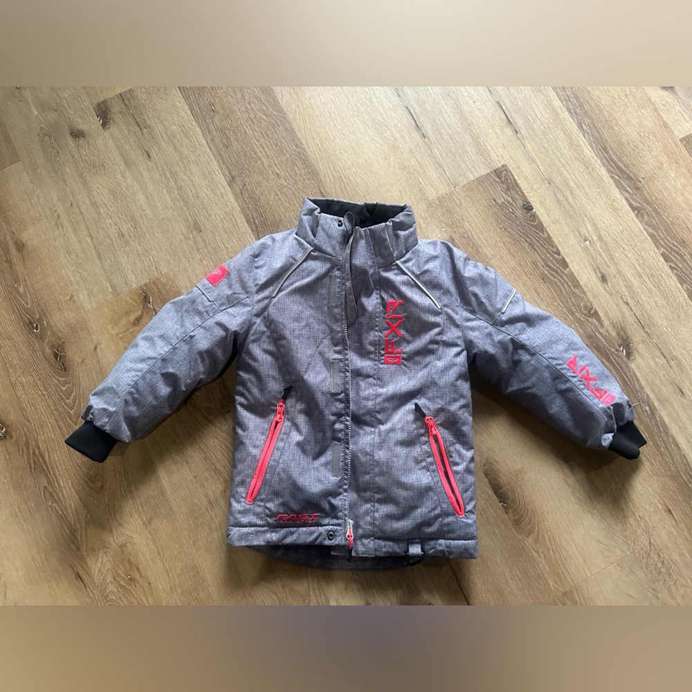 Snowmobile Youth Girls FXR Gray and Pink Jacket and Bibs